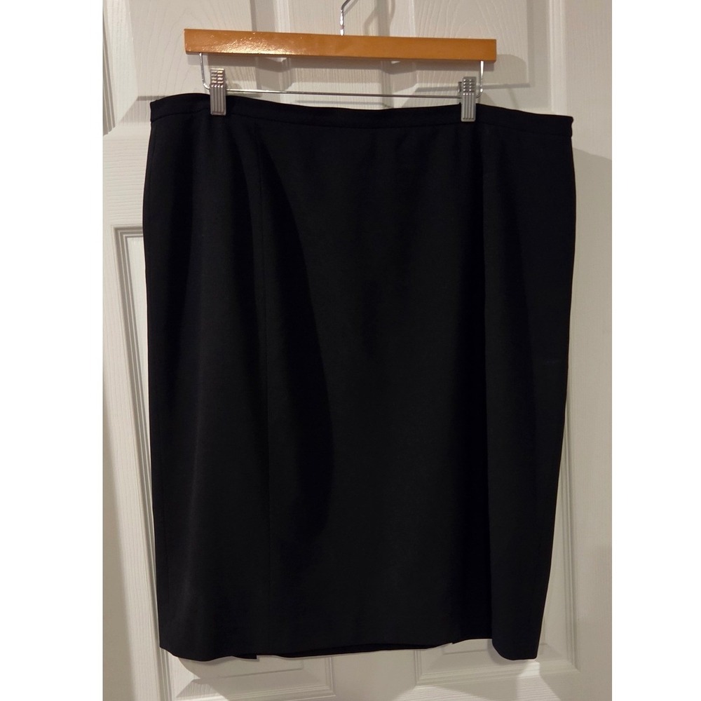 Lafayette 148 New York Skirt 18 Black Wool Blend Stretch Career Pencil Plus
